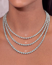 Helene Bezel Aquamarine CZ Tennis Necklace