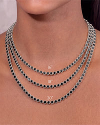 Helene Bezel Black CZ Tennis Necklace