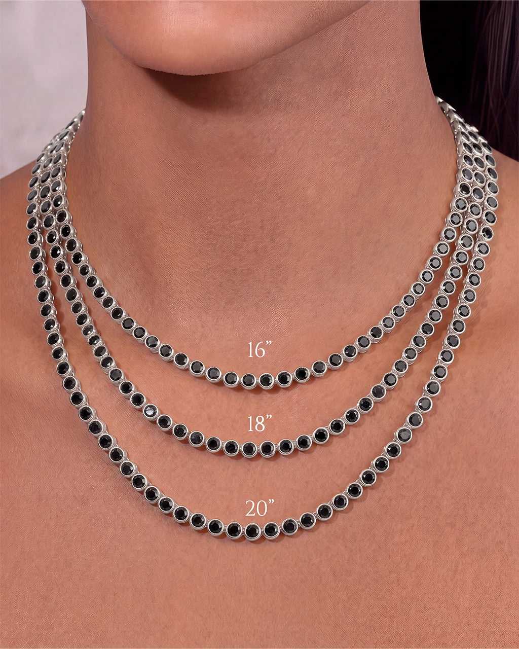 Helene Bezel Black CZ Tennis Necklace