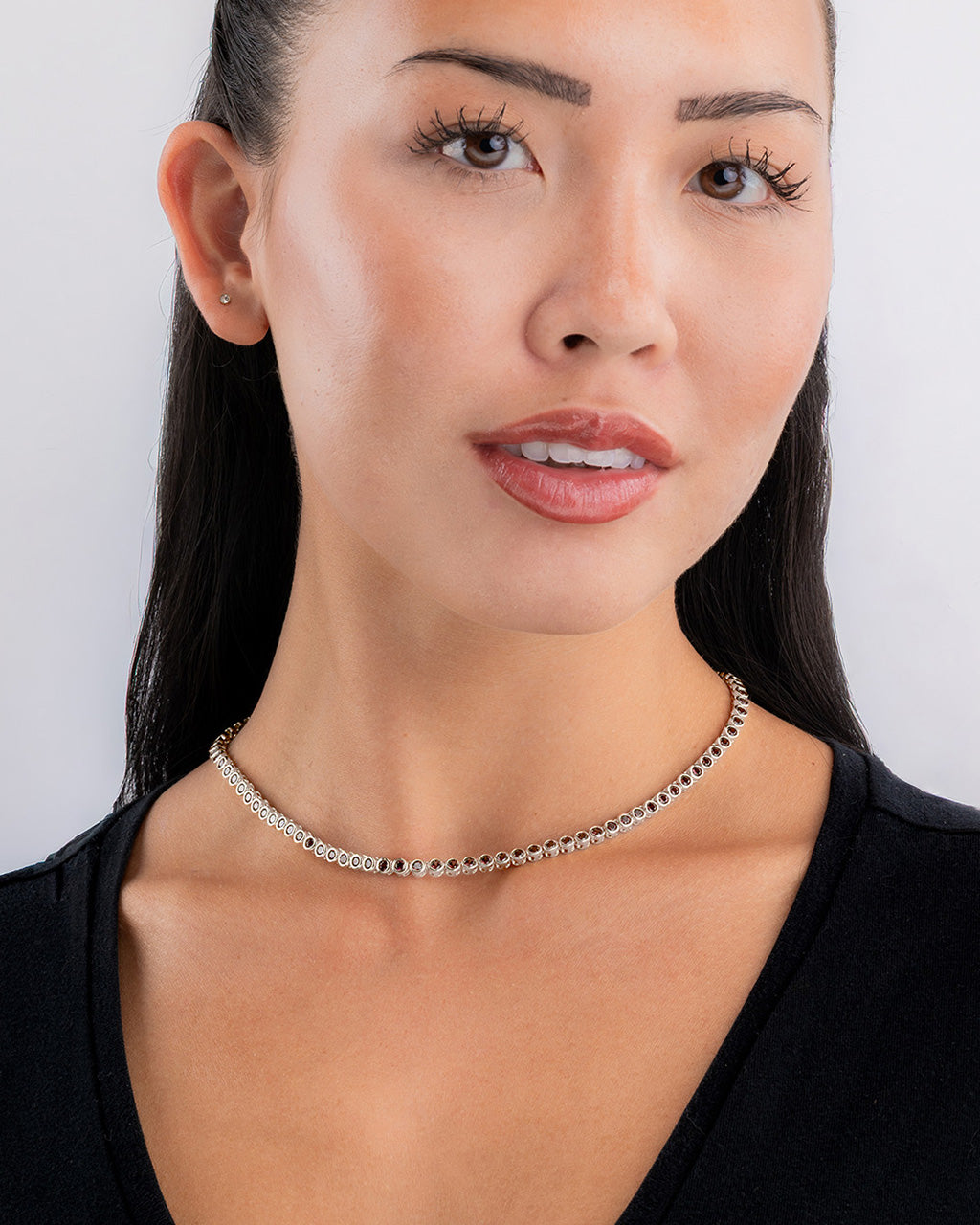 Helene Bezel Chocolate CZ Tennis Necklace