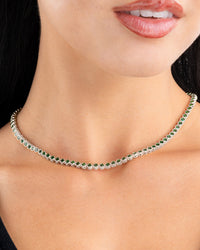 Helene Bezel Emerald CZ Tennis Necklace