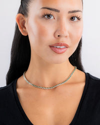 Helene Bezel Emerald CZ Tennis Necklace