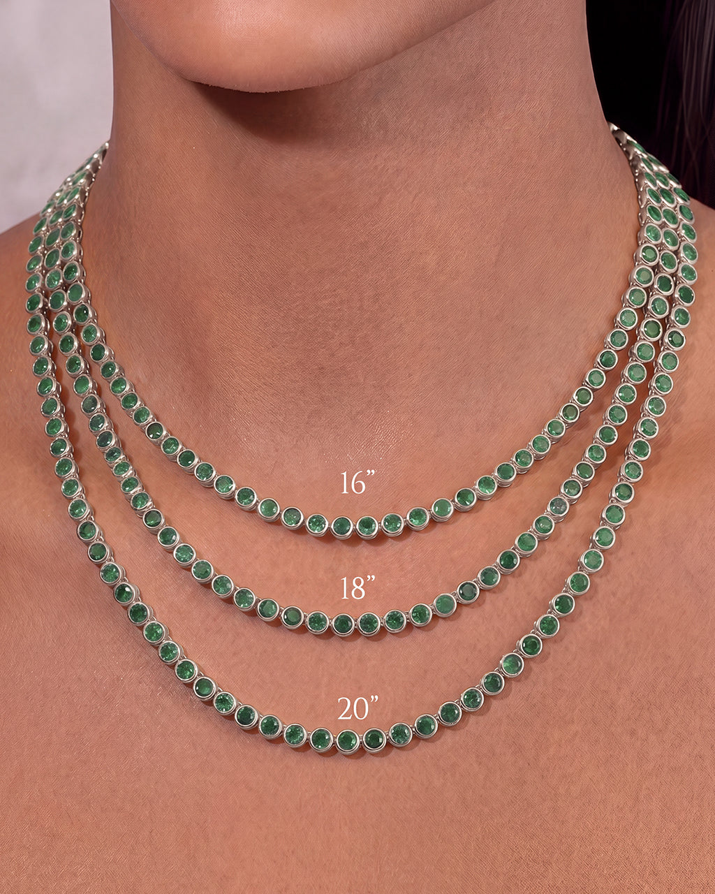 Helene Bezel Emerald CZ Tennis Necklace