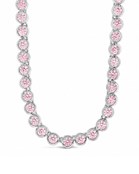 Helene Bezel Light Pink CZ Tennis Necklace