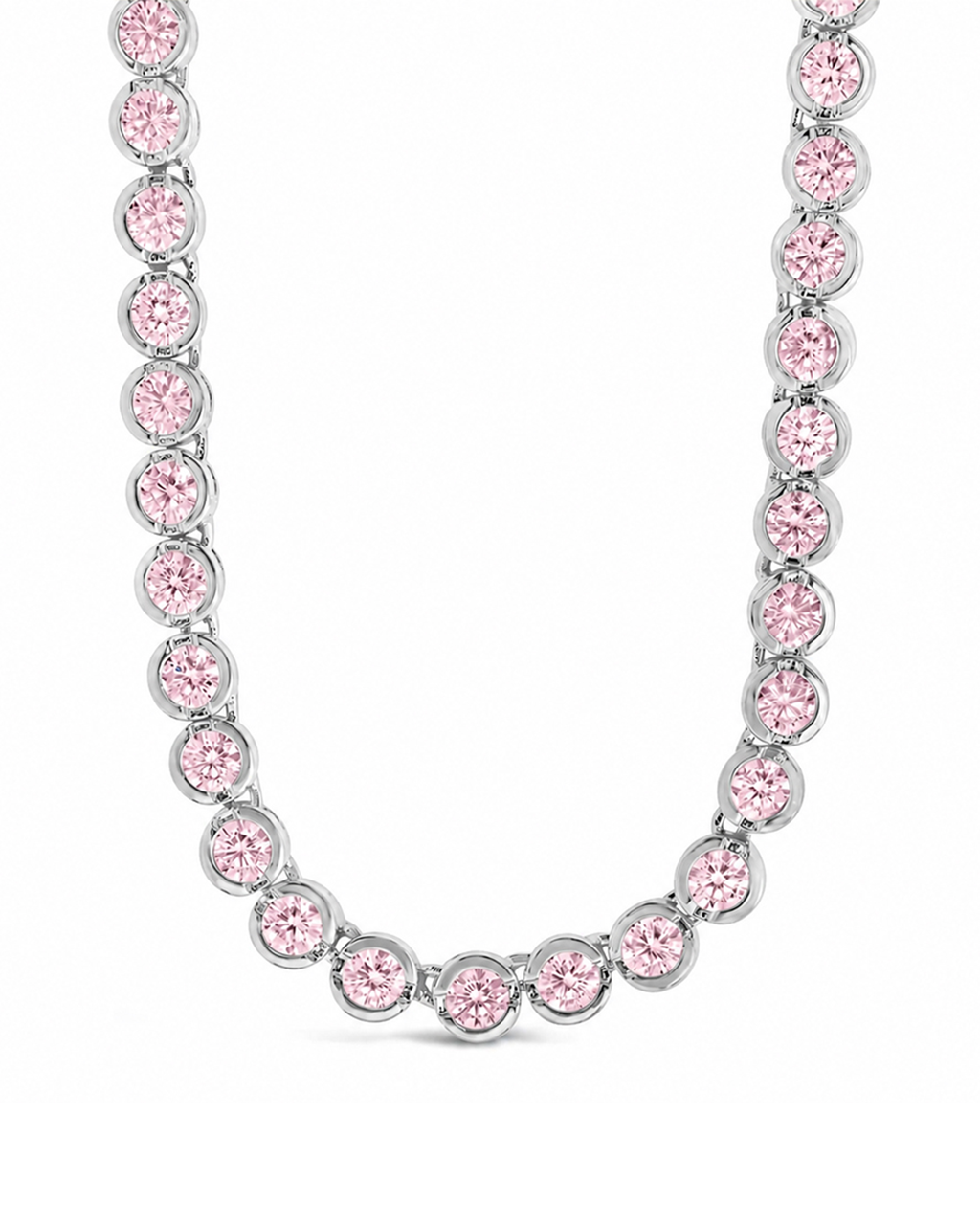 Helene Bezel Light Pink CZ Tennis Necklace