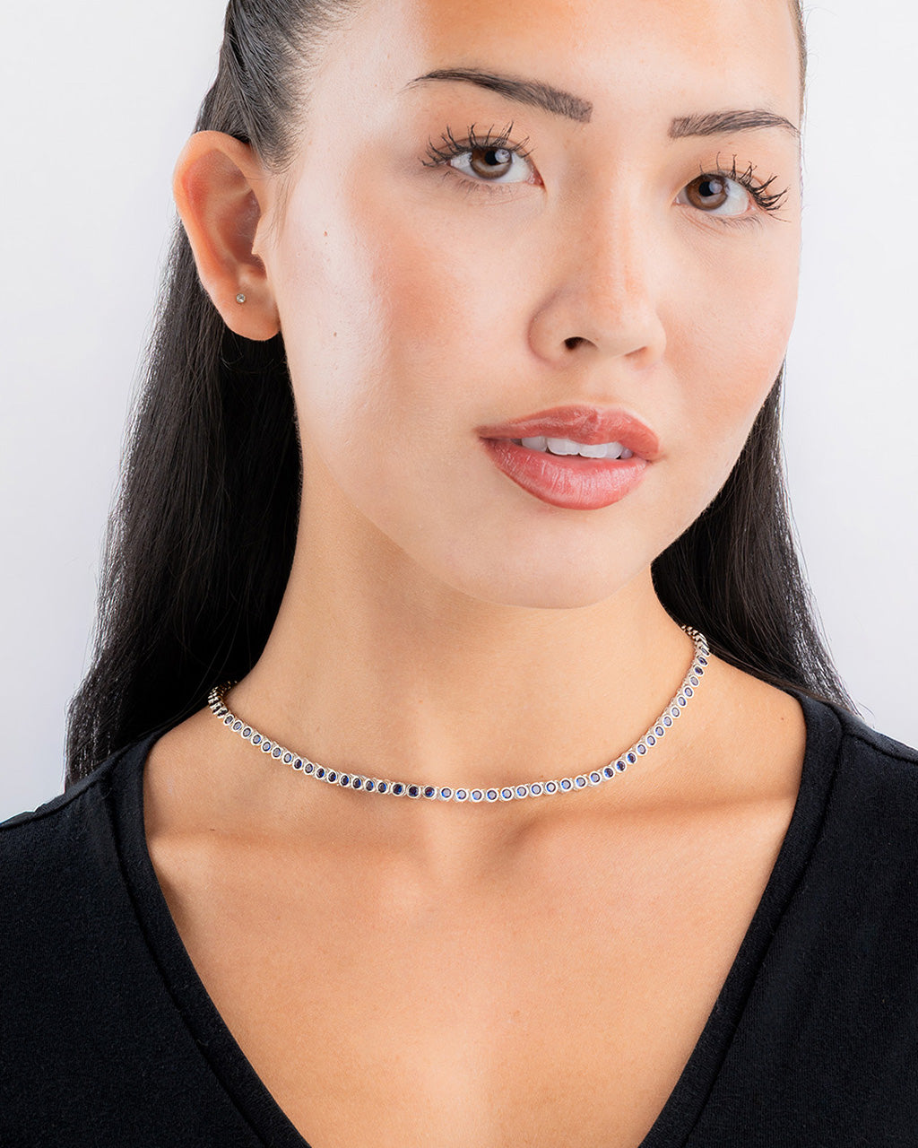 Helene Bezel Sapphire CZ Tennis Necklace