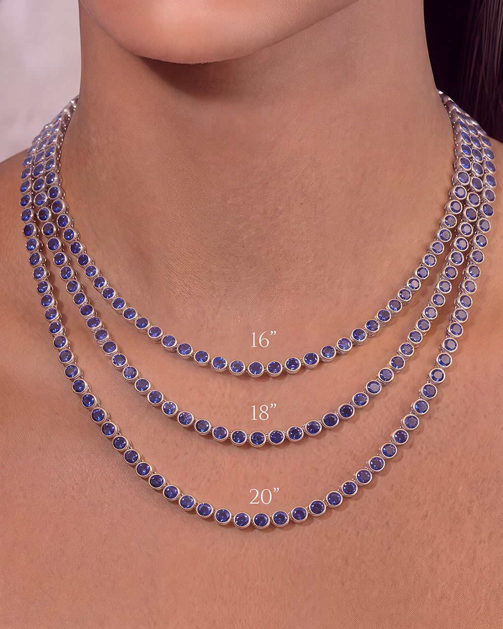 Helene Bezel Sapphire CZ Tennis Necklace