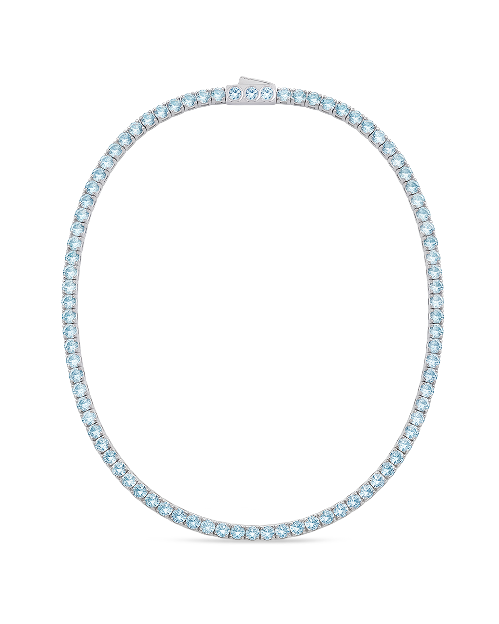 Cecil Aquamarine CZ Tennis Necklace
