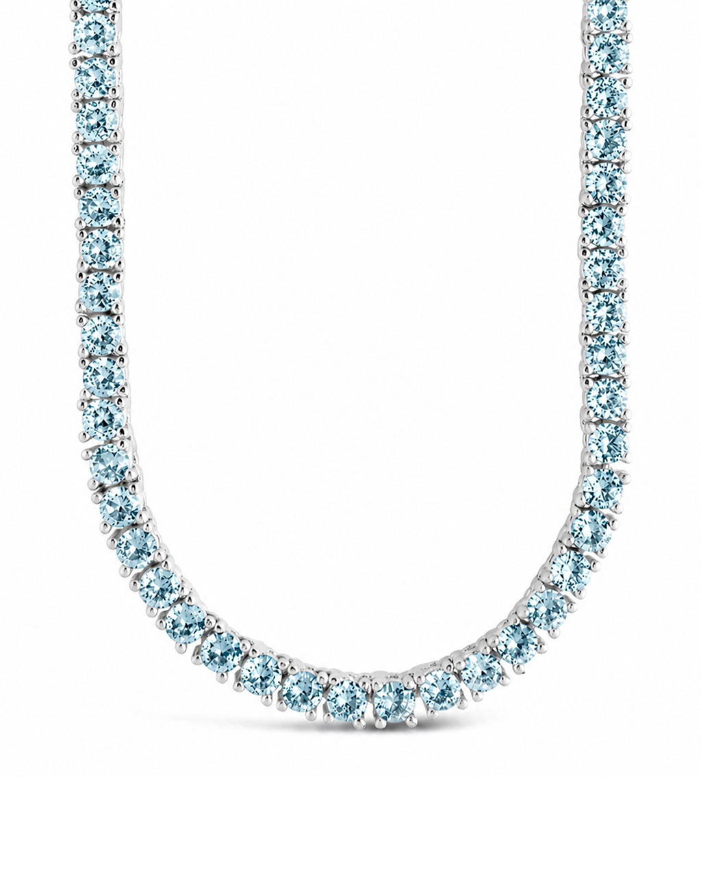 Cecil Aquamarine CZ Tennis Necklace