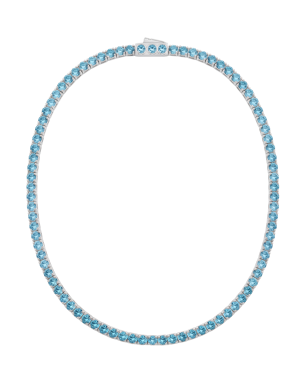 Cecil Aquamarine CZ Tennis Necklace