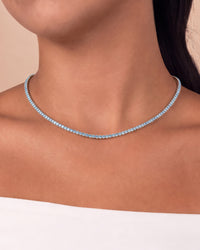 Cecil Aquamarine CZ Tennis Necklace