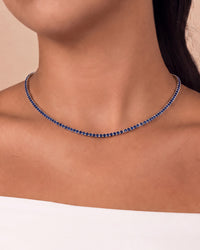 Cecil Sapphire CZ Tennis Necklace