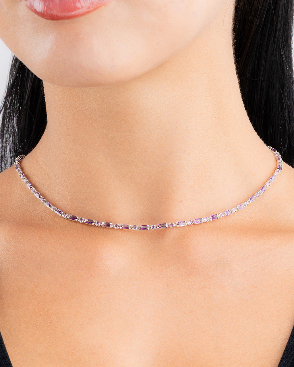 Georgia Amethyst CZ Tennis Necklace – Sterling Forever
