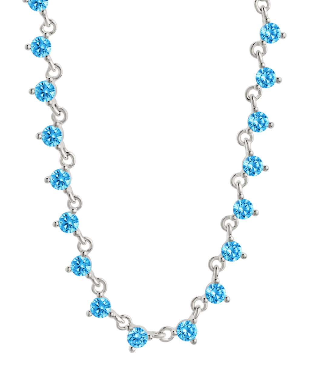 Brigid Staggered Aquamarine CZ Tennis Necklace
