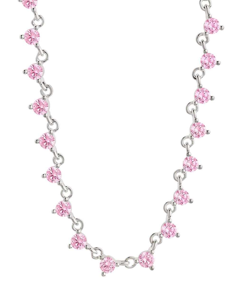 Brigid Staggered Light Pink CZ Tennis Necklace