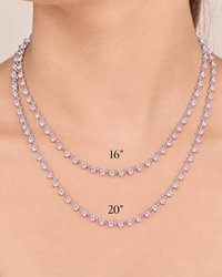 Brigid Staggered Light Pink CZ Tennis Necklace