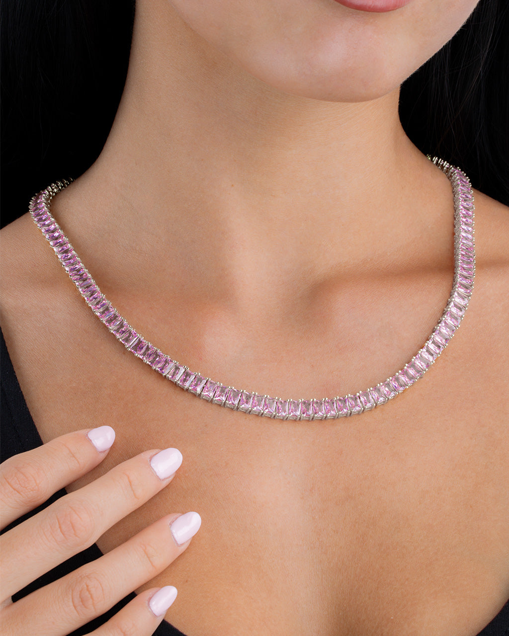Marisol Light Pink CZ Tennis Necklace