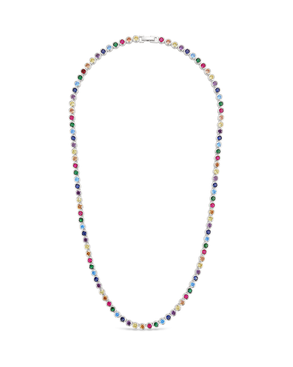 Rainbow CZ Helene Bezel Tennis Necklace