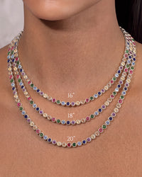 Helene Bezel Rainbow CZ Tennis Necklace