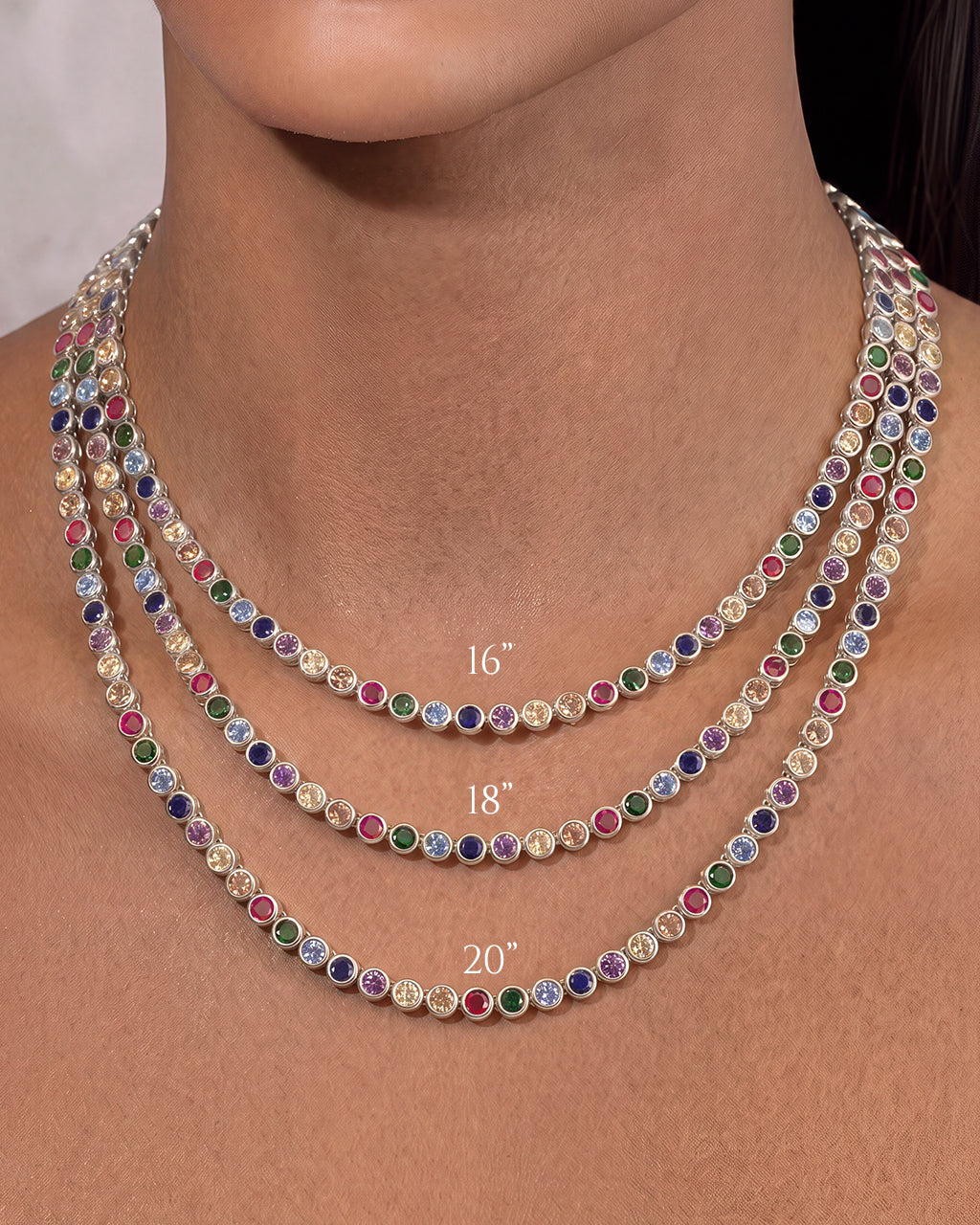 Helene Bezel Rainbow CZ Tennis Necklace