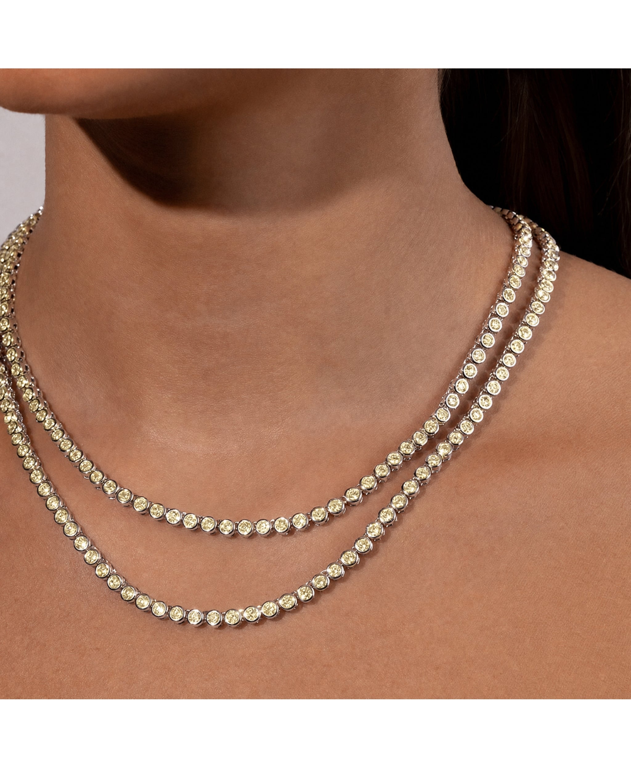 Helene Bezel Light Yellow CZ Tennis Necklace