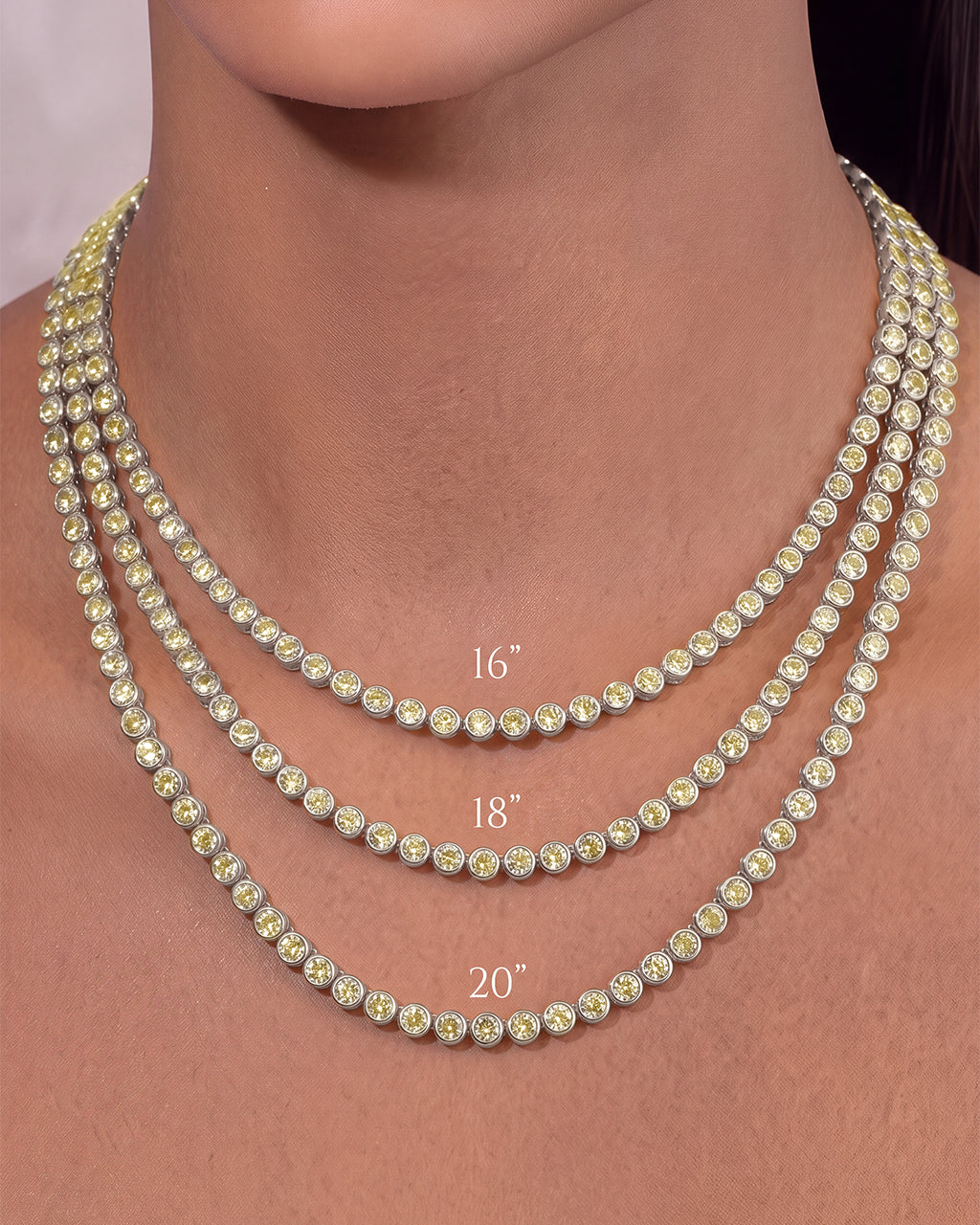 Helene Bezel Light Yellow CZ Tennis Necklace