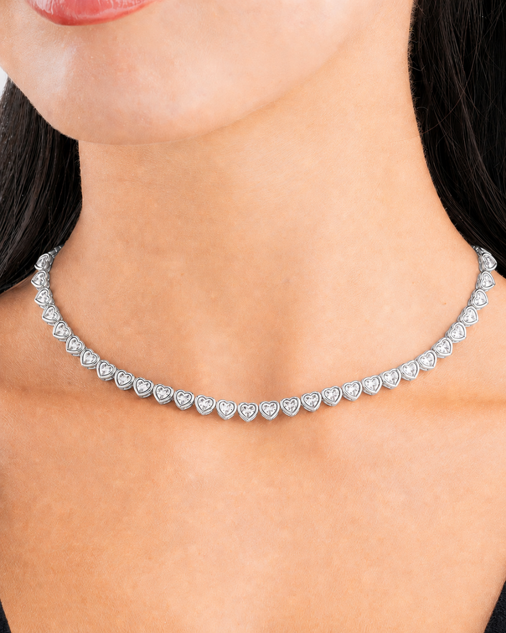 Helene Heart Cut Tennis Necklace