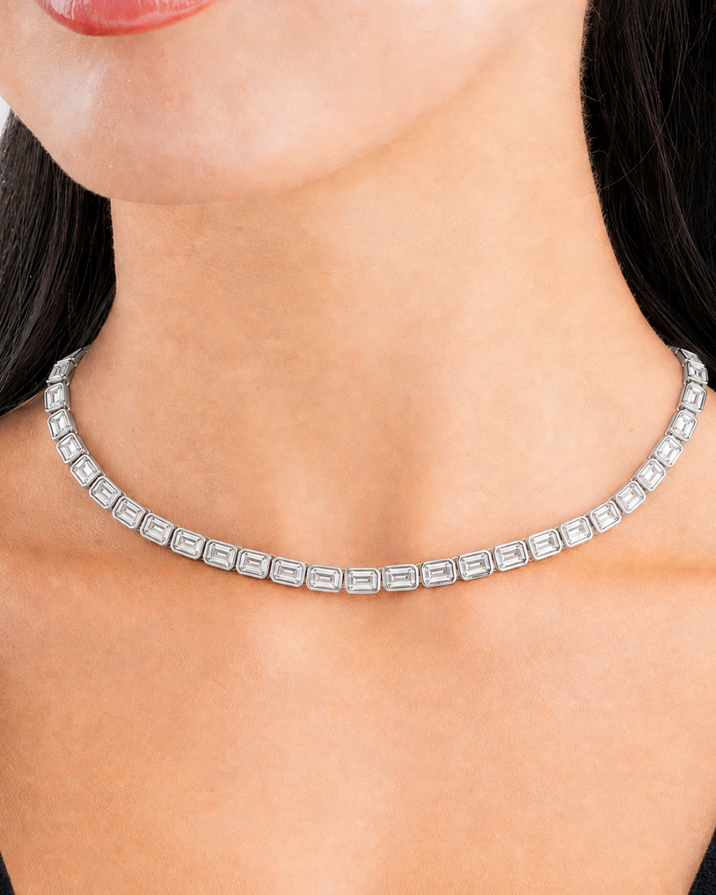 Helene Emerald Cut Tennis Necklace