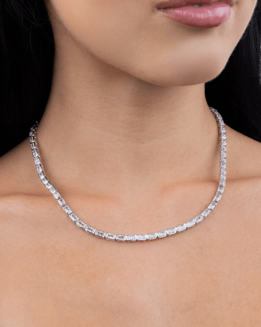 Helene Emerald Cut Tennis Necklace