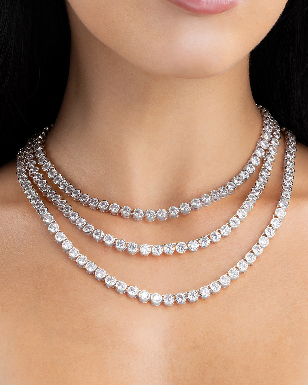 Helene Bezel CZ Tennis Necklace | Sterling Silver & Vermeil