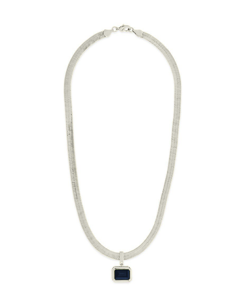 Calder Black CZ & Herringbone Pendant Necklace