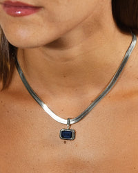 Calder Black CZ & Herringbone Pendant Necklace