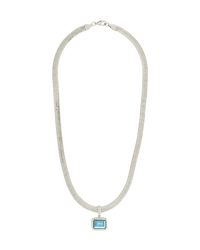 Calder Aquamarine CZ & Herringbone Pendant Necklace