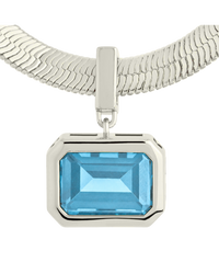 Calder Aquamarine CZ & Herringbone Pendant Necklace