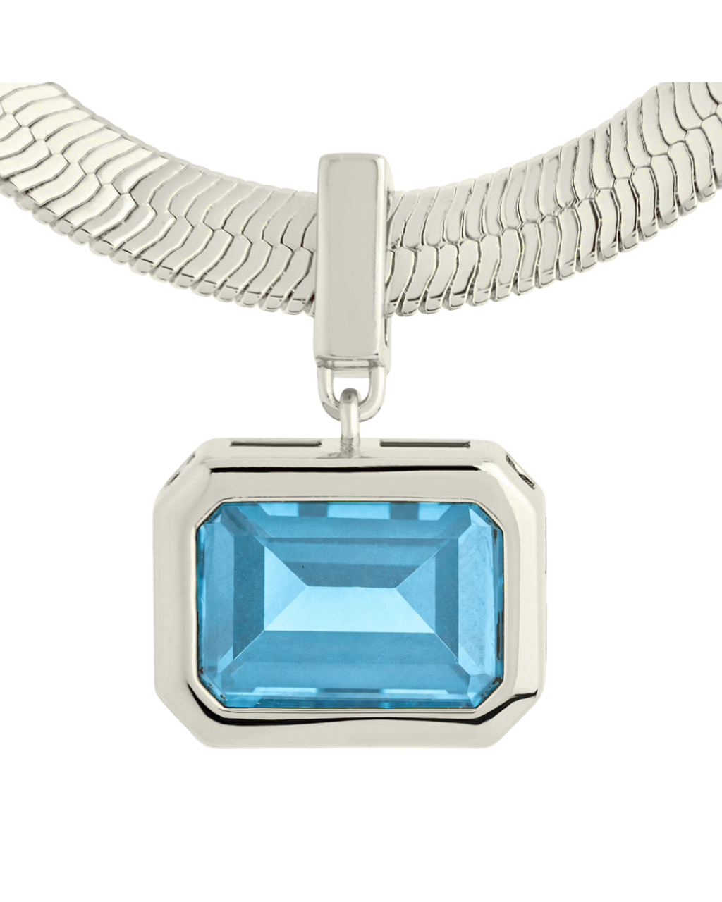 Calder Aquamarine CZ & Herringbone Pendant Necklace