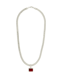 Calder Garnet CZ & Herringbone Pendant Necklace