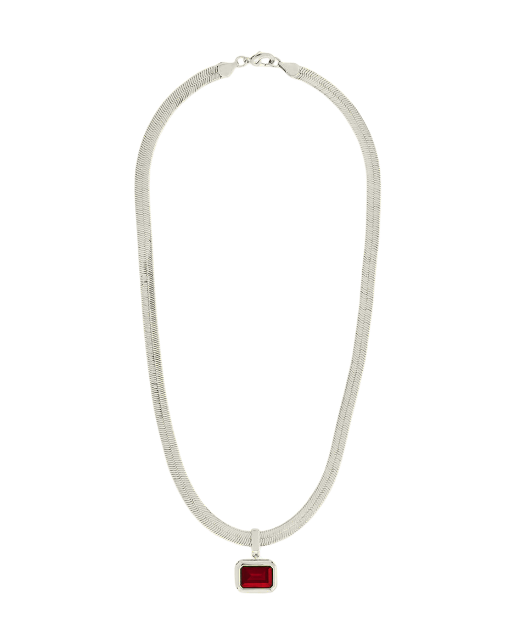Calder Garnet CZ & Herringbone Pendant Necklace