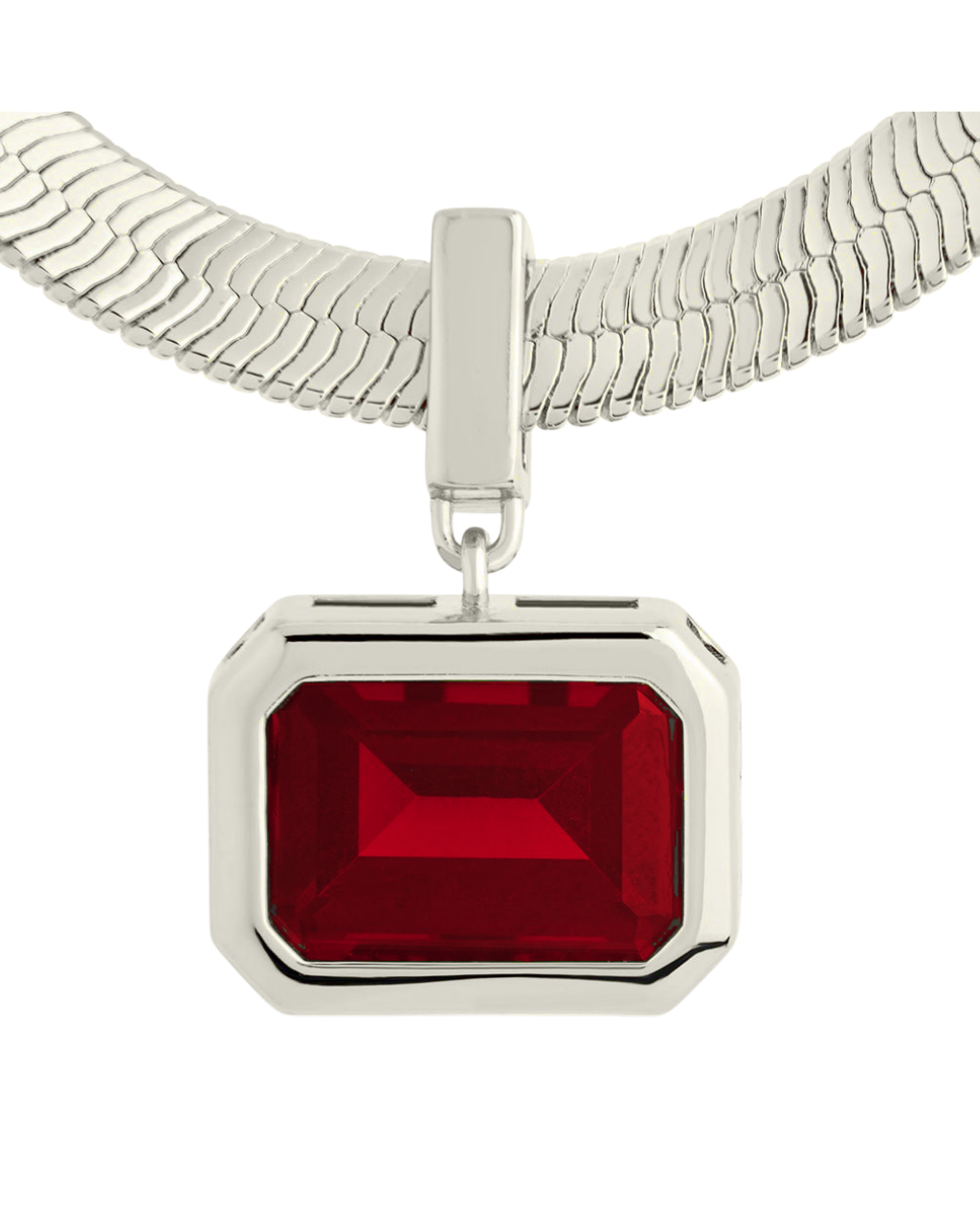 Calder Garnet CZ & Herringbone Pendant Necklace