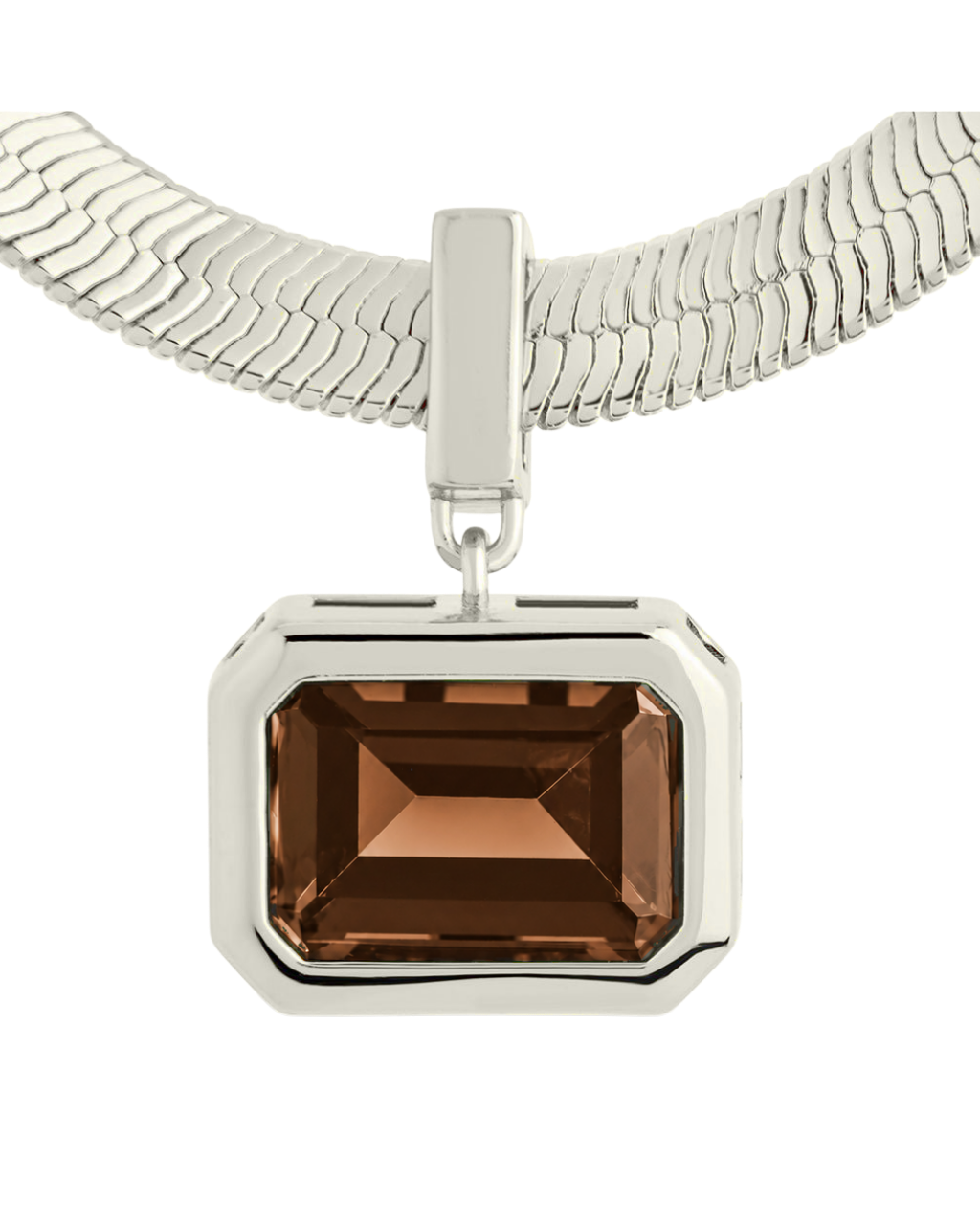 Calder Chocolate CZ & Herringbone Pendant Necklace