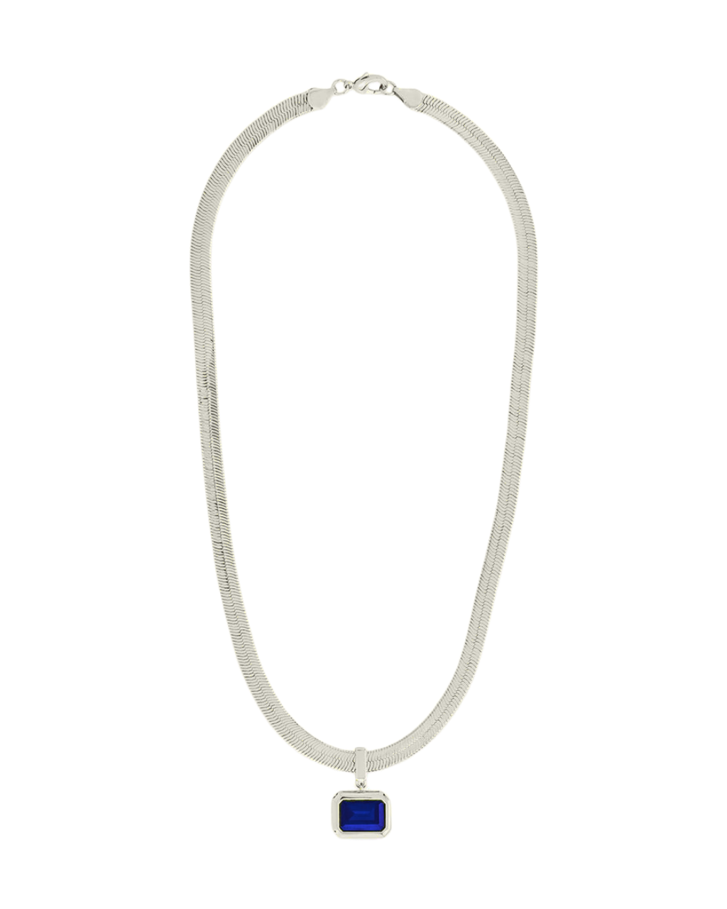 Calder Sapphire CZ & Herringbone Pendant Necklace