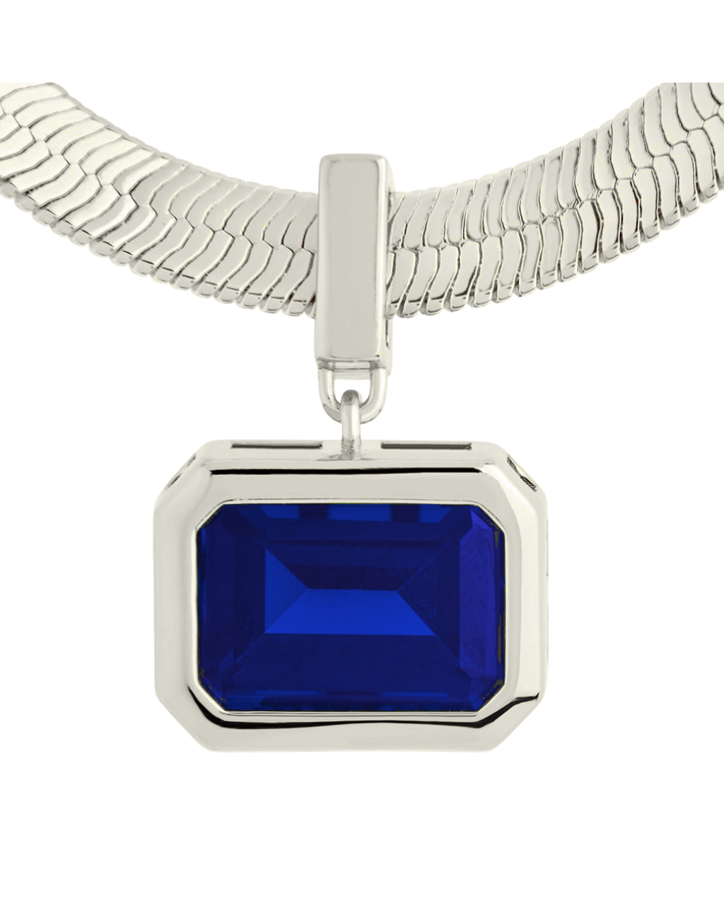 Calder Sapphire CZ & Herringbone Pendant Necklace