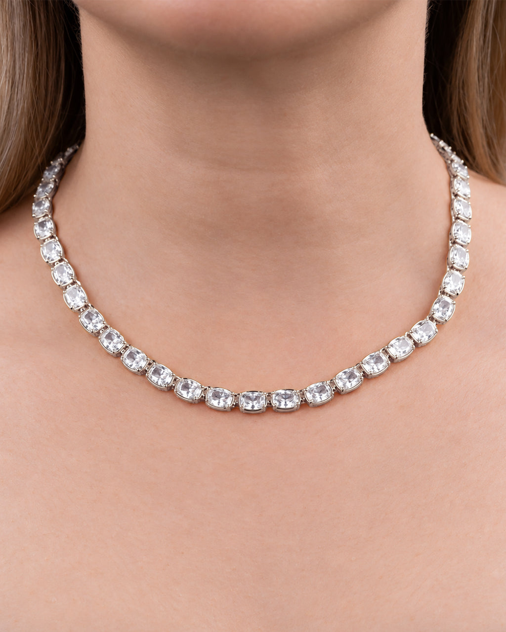 Elongated Cushion Tennis Necklace