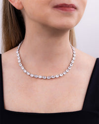 Elongated Cushion Tennis Necklace