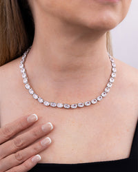 Elongated Cushion Tennis Necklace