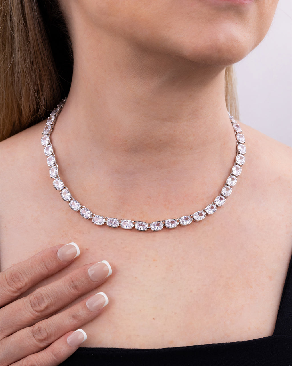 Elongated Cushion Tennis Necklace