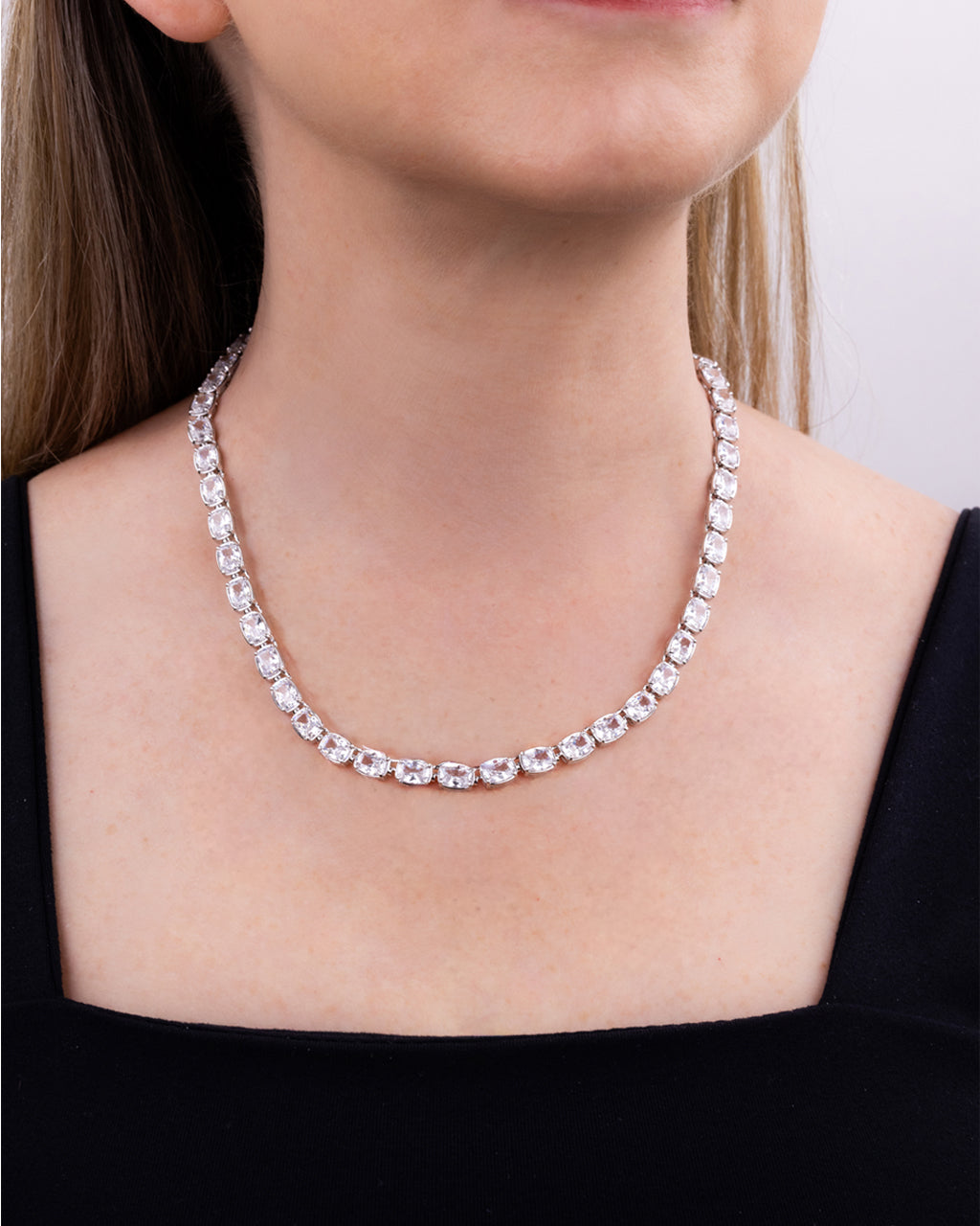 Elongated Cushion Tennis Necklace