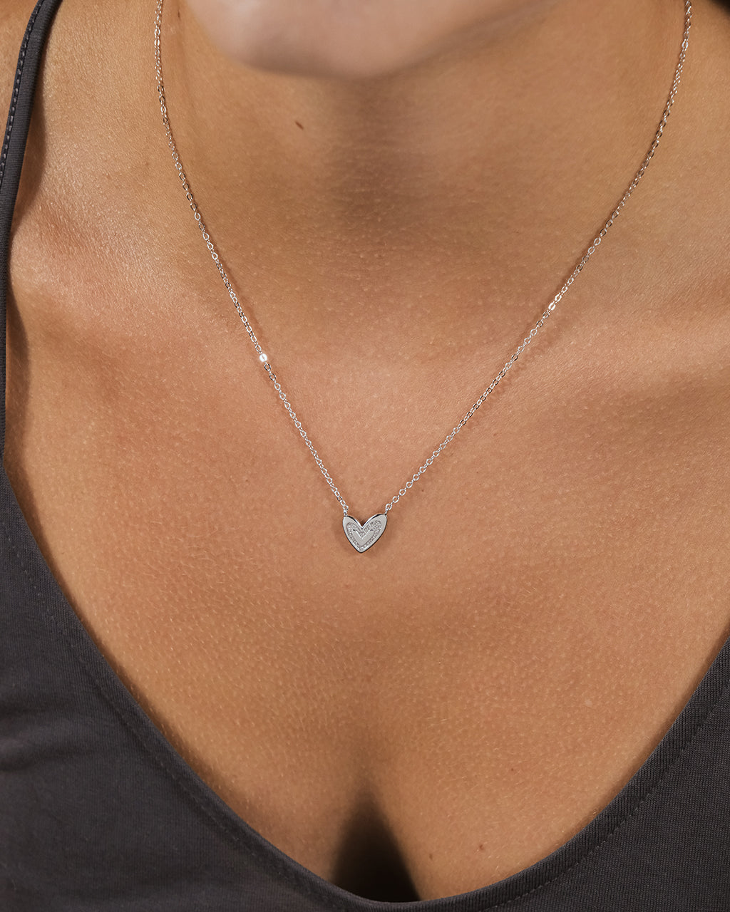 Sterling Silver Mabel CZ Heart Pendant Necklace