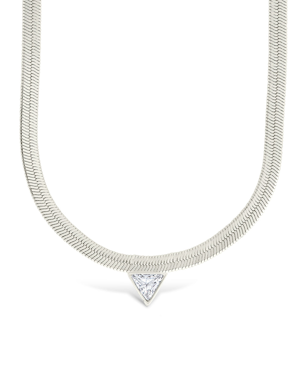 Ruth CZ Pendant Herringbone Necklace