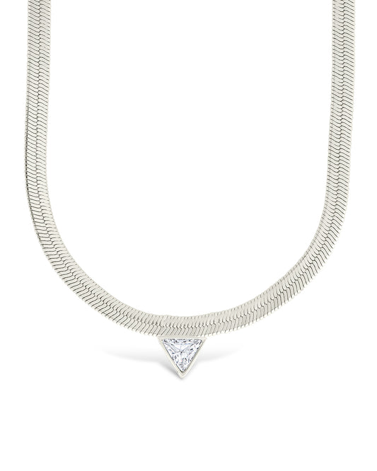 Ruth CZ Pendant Herringbone Necklace