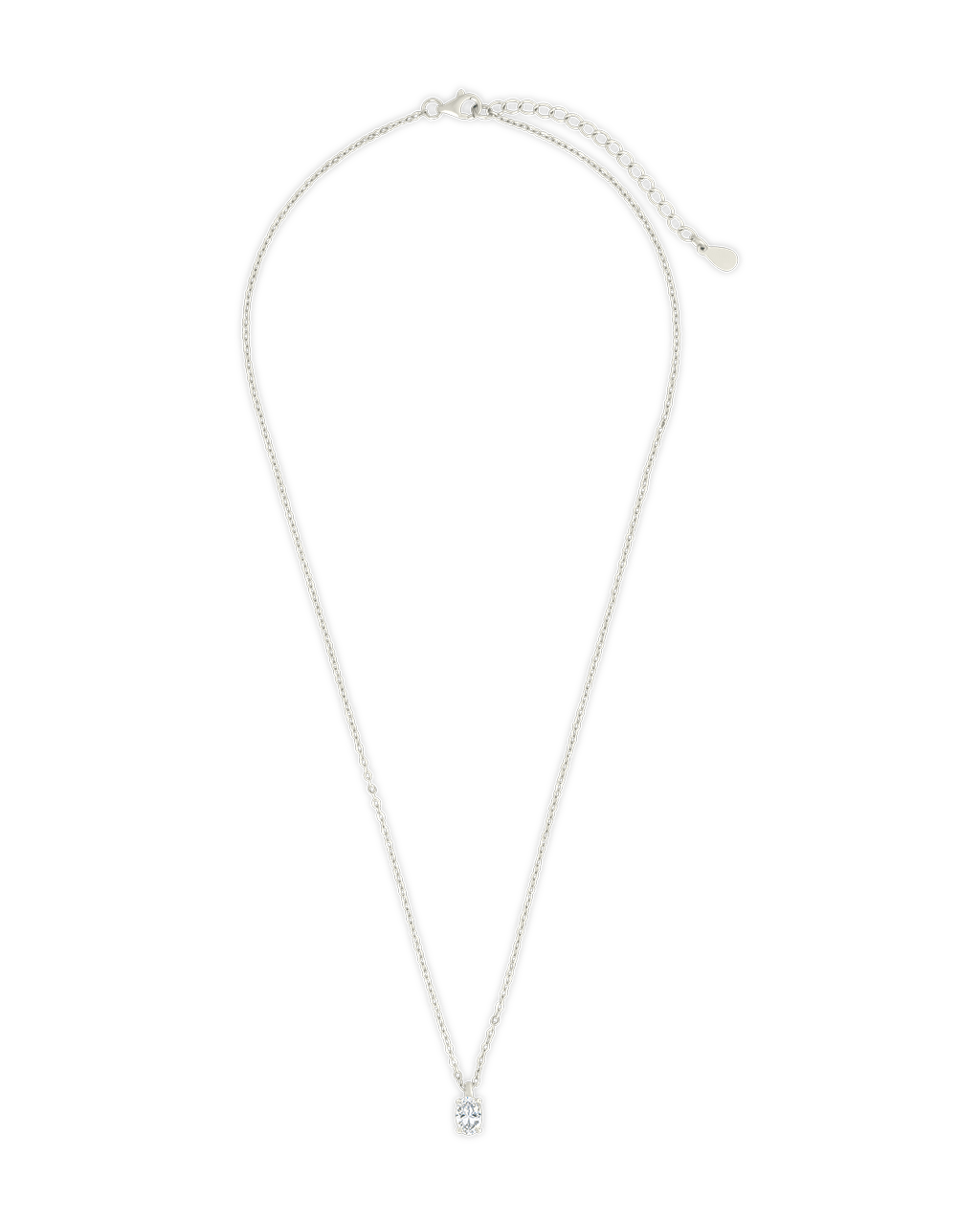 Sterling Silver Oval CZ Prong Set Pendant - Sterling Forever